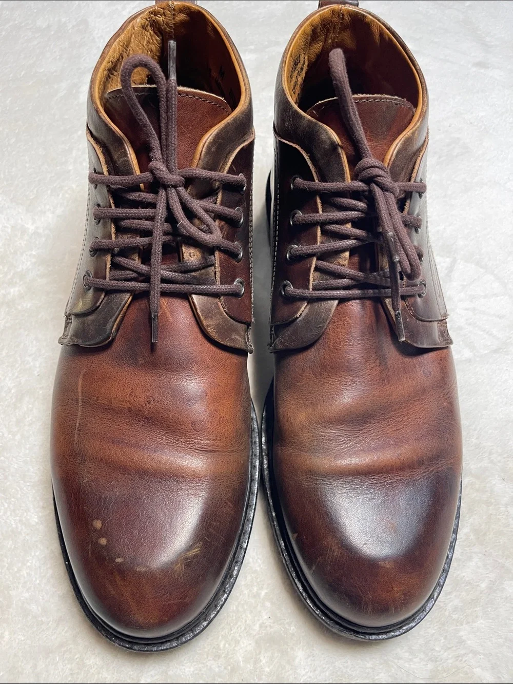 Men's Brown Leather Chukka Boots – Classic Lace-Up Workstyle Size 13 M
